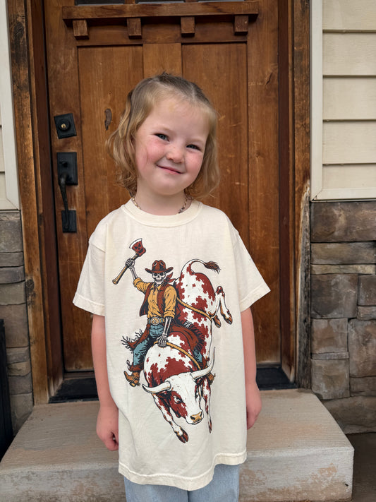 skeleton riding bull Youth medium