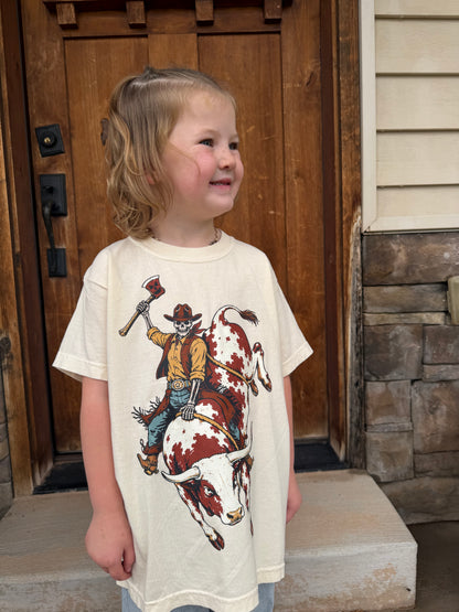 skeleton riding bull Youth medium